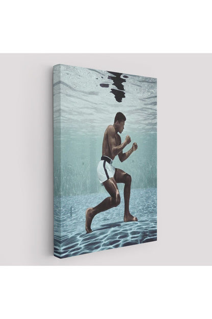 Su Altında Antreman Yapan Boksor Muhammet Ali Duvar Tablosu-6234