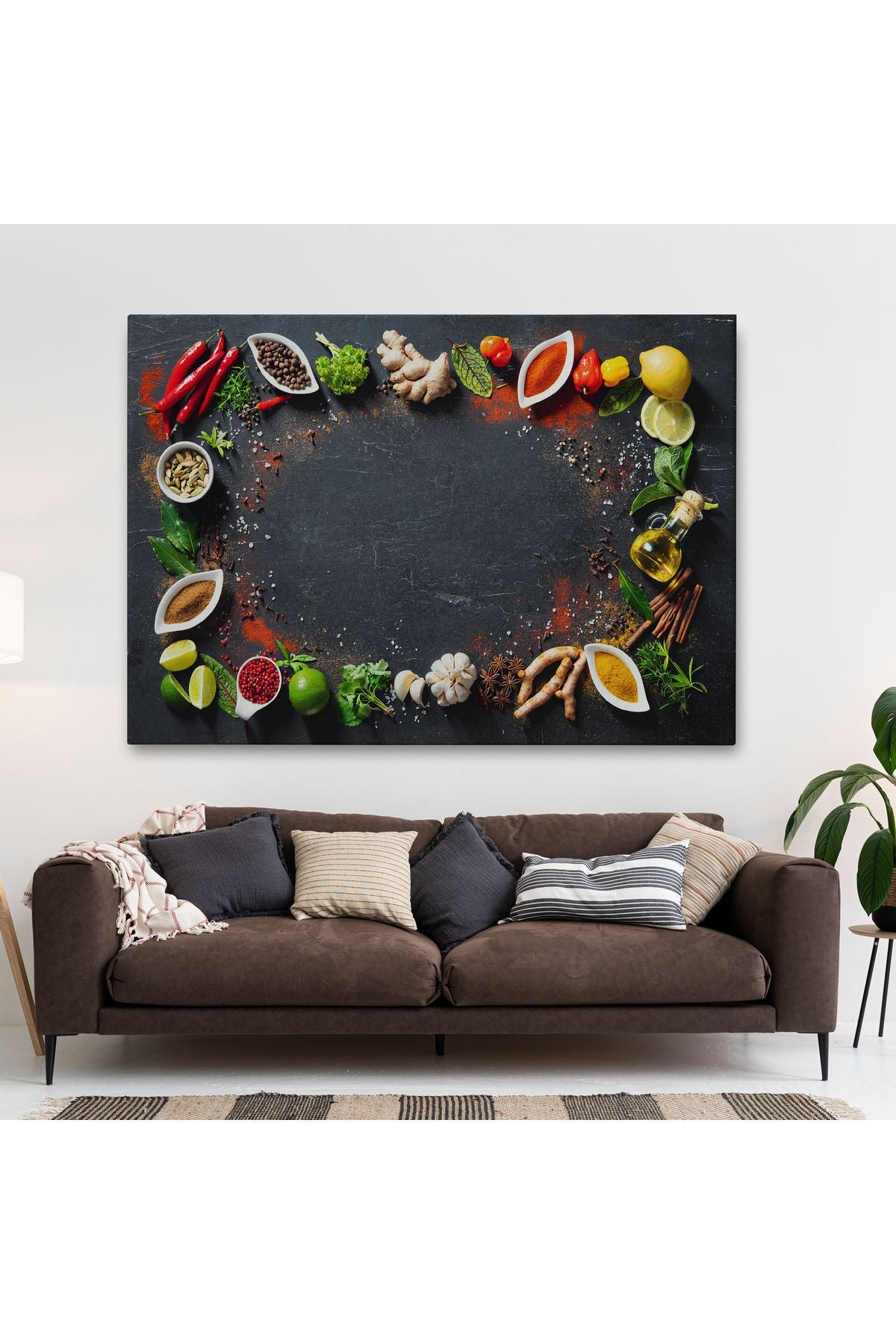 Mutfak Masasındaki Baharatlar Dekoratif Kanvas Duvar Tablosu-3727