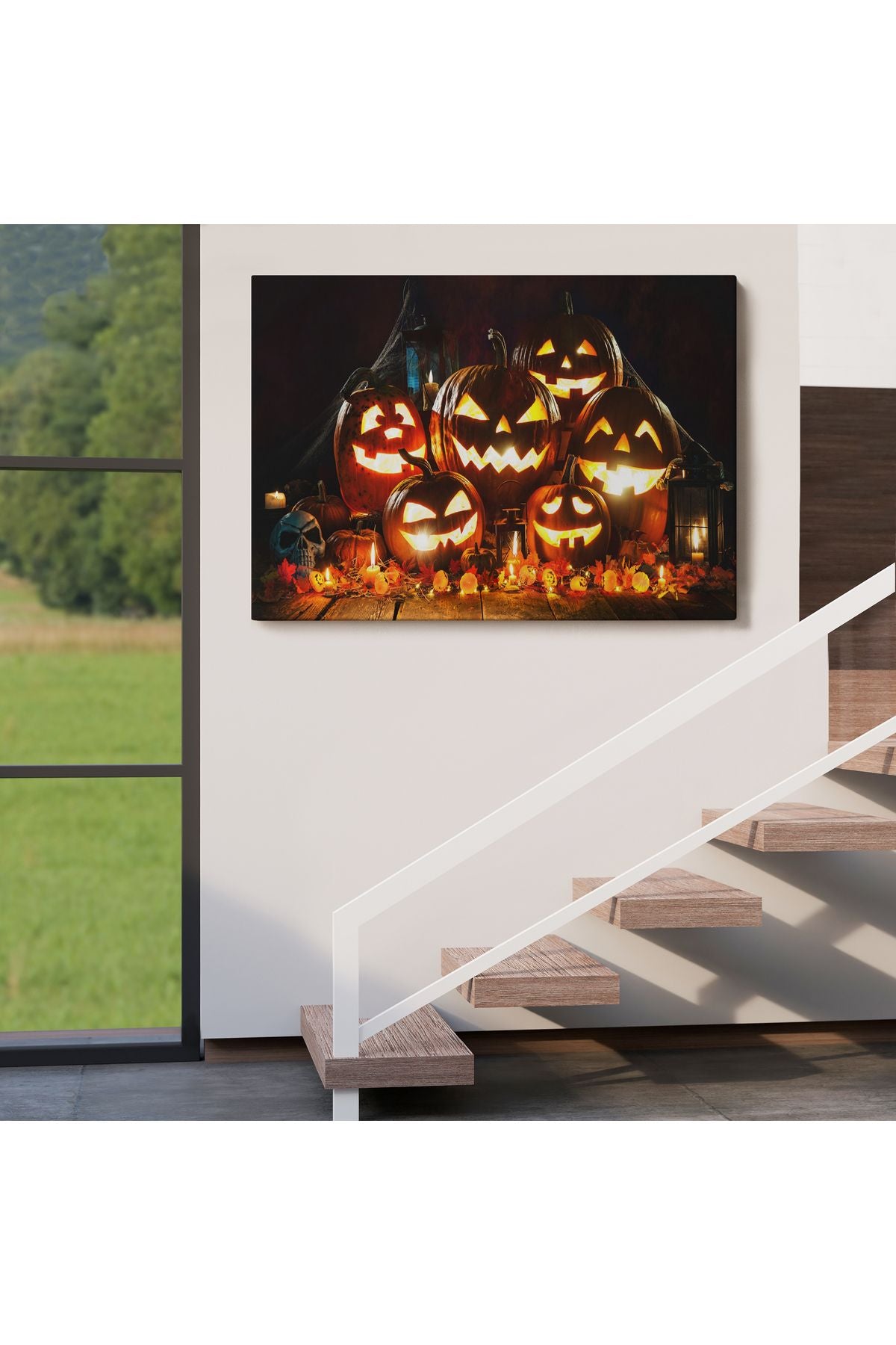 Cadılar Bayramı Korkunç Kabak Kanvas Dekoratif Duvar Tablosu-5203