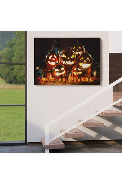 Cadılar Bayramı Korkunç Kabak Kanvas Dekoratif Duvar Tablosu-5203