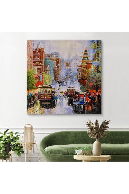 Aşağı California Sokak Gelen Nob Hill Thomas Duvar Tablosu-5825