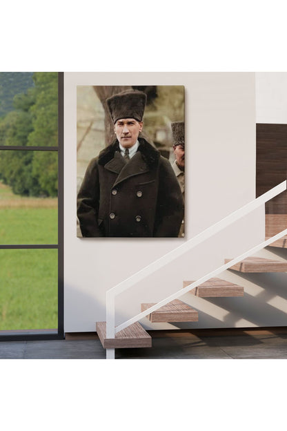 Atatürk Portre Tablosu Mustafa Kemal Atatürk Dikdörtgen Dekoratif Kanvas Tablo-FA-125