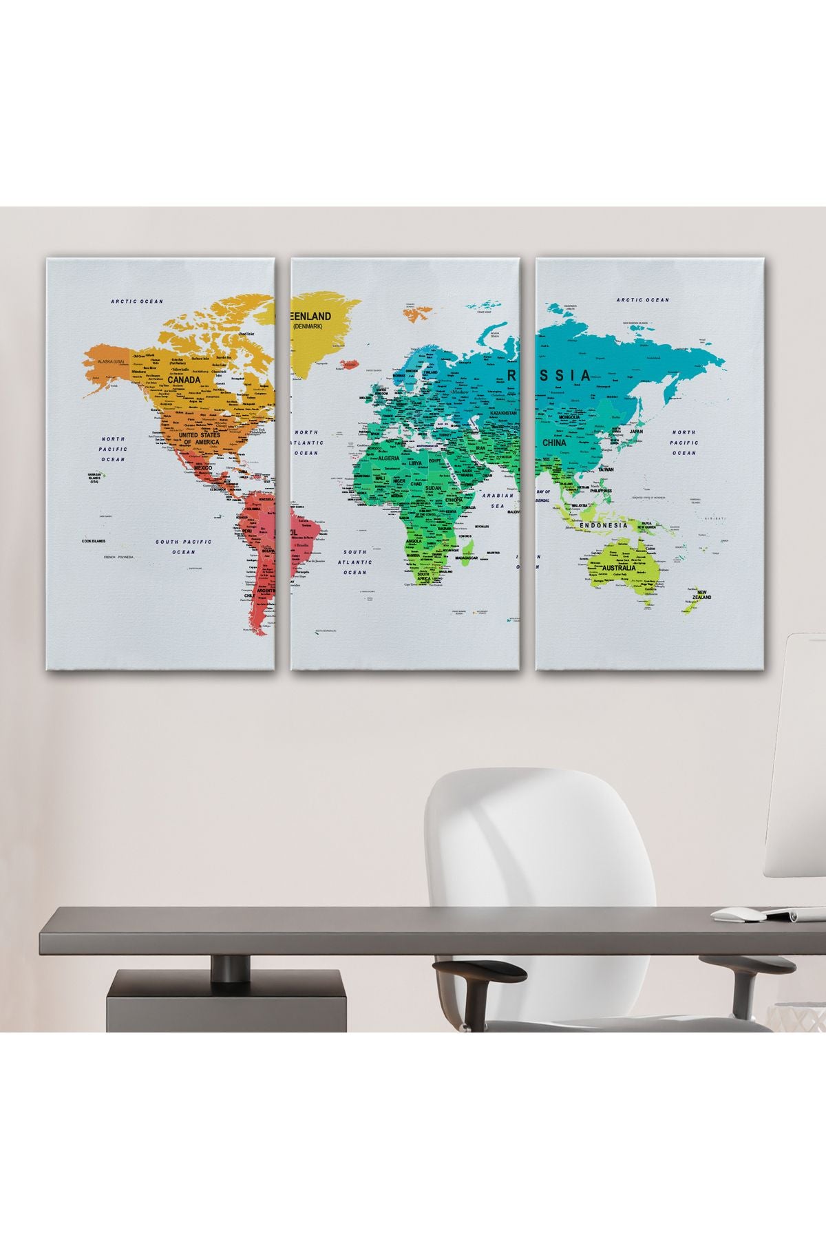 Dünya Haritası Dekoratif Kanvas Tablo Son Derece Detaylı ve Eğitici 1602