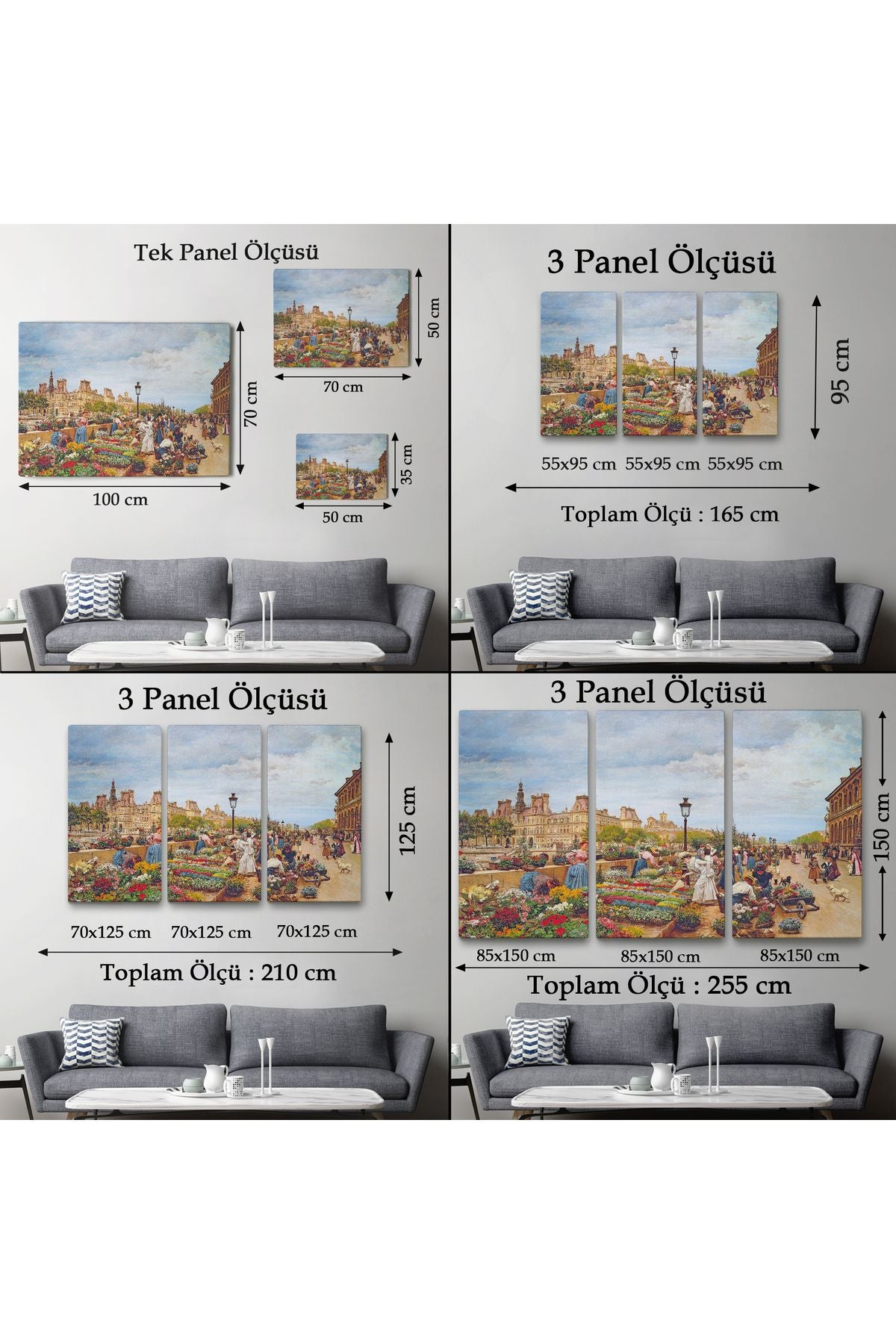 Pariste Ortaçağ Çiçek Pazarı Tablosu-6624