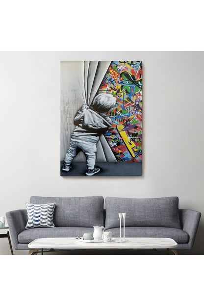 Dekoratif Kanvas Tablo-Sokak Sanatı PopArt Banksy Tarz Duvar Tablosu 6168