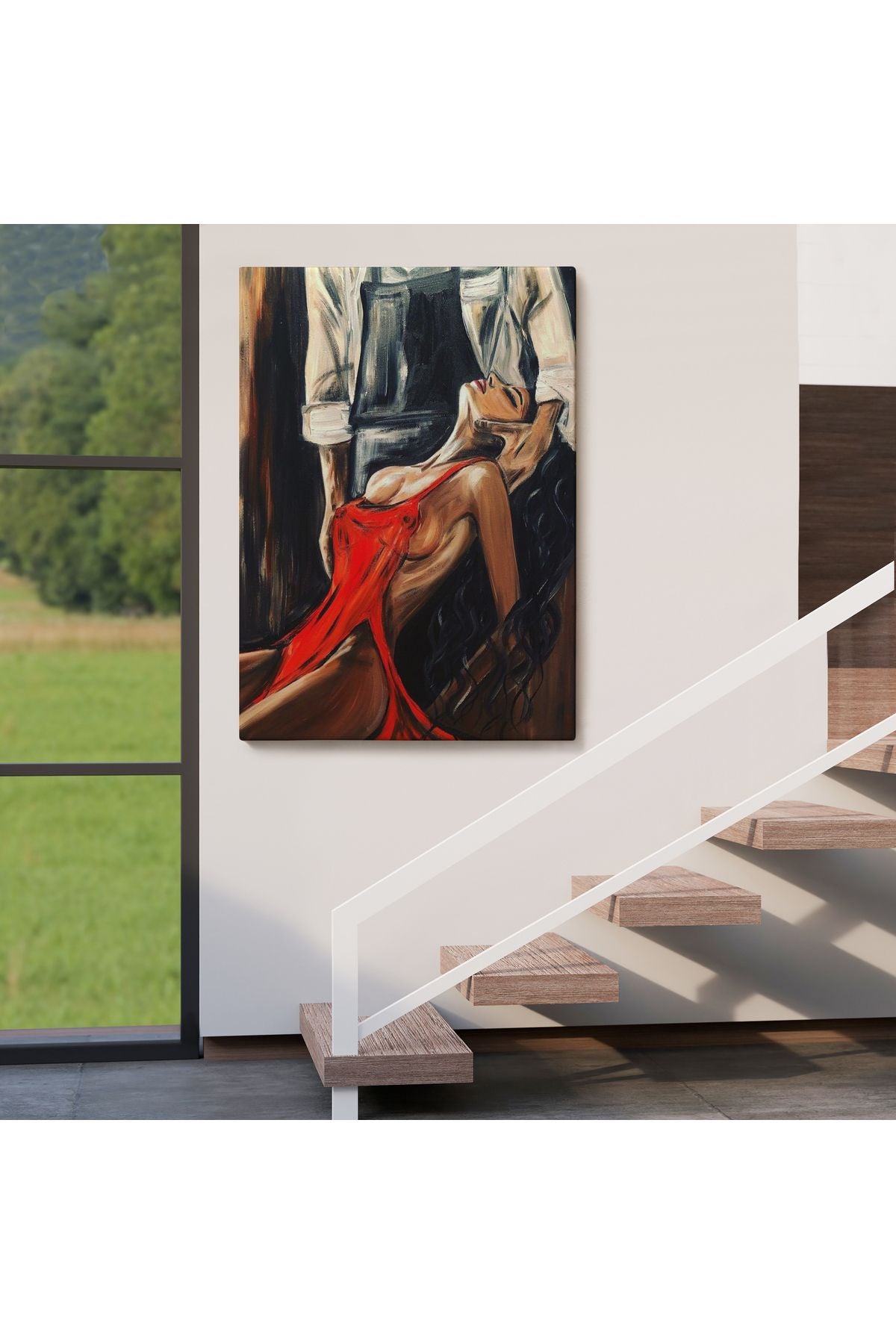 Kırmızı Kıyafetli Sexi Kadın Dekoratif Duvar Tablosu-6106