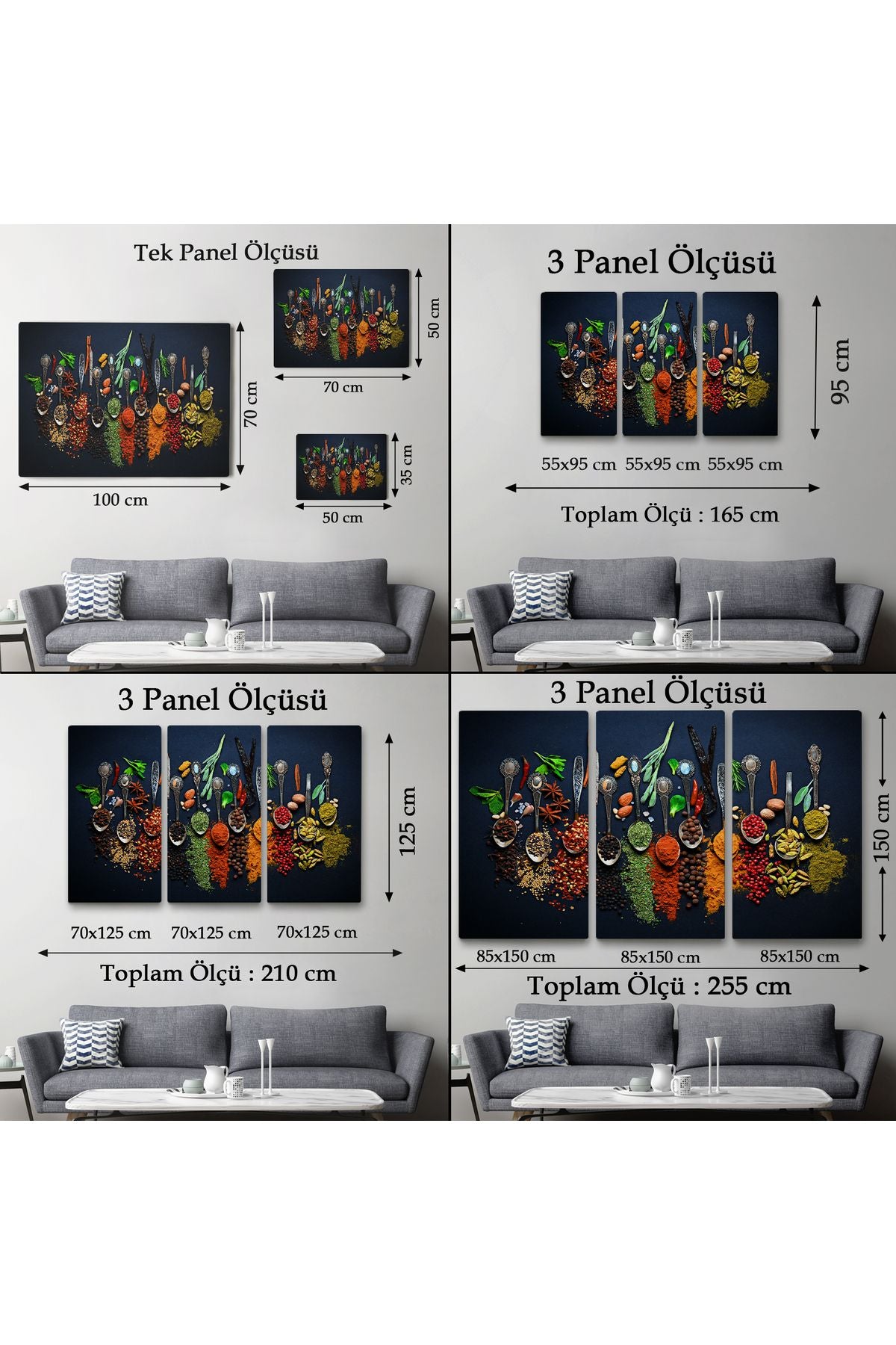 YB Mutfak Masasındaki Baharatlar Dekoratif Kanvas Tablo-3715