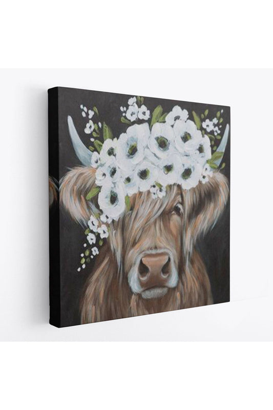 Beyaz Çiçek Taçlı İnek Tablo-5875