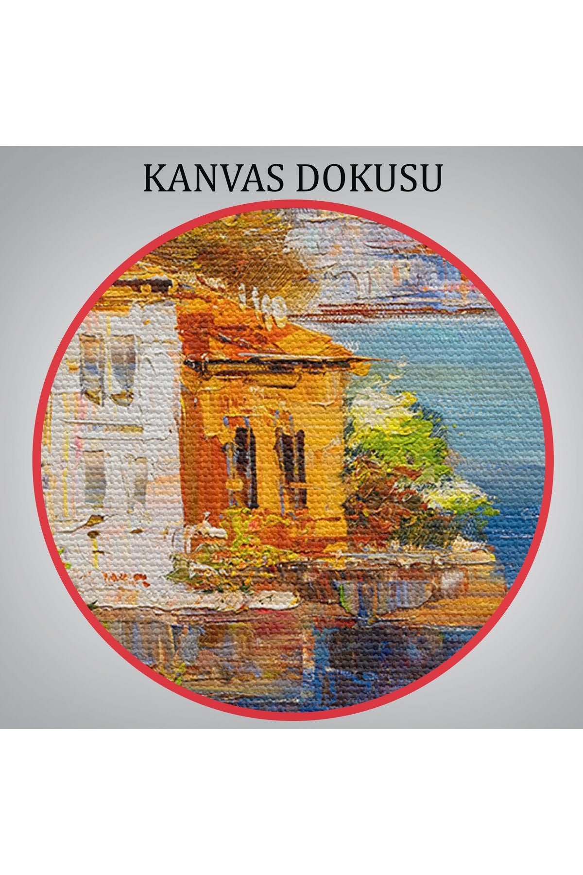 Yunanistan Harbor View Manzaralı Yağlıboya Görünüm Dekoratif Kanvas Duvar Tablosu-3532