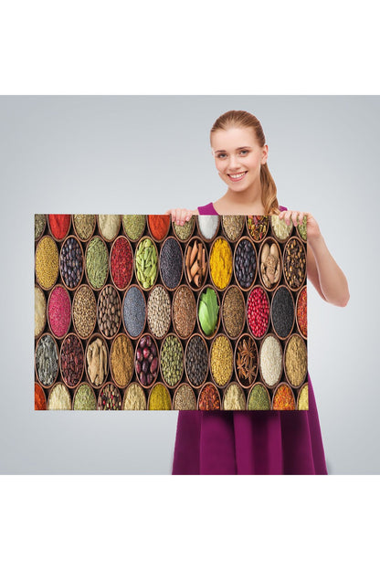 Mutfak Masasın da Baharatlar Dekoratif Kanvas Duvar Tablosu-3569