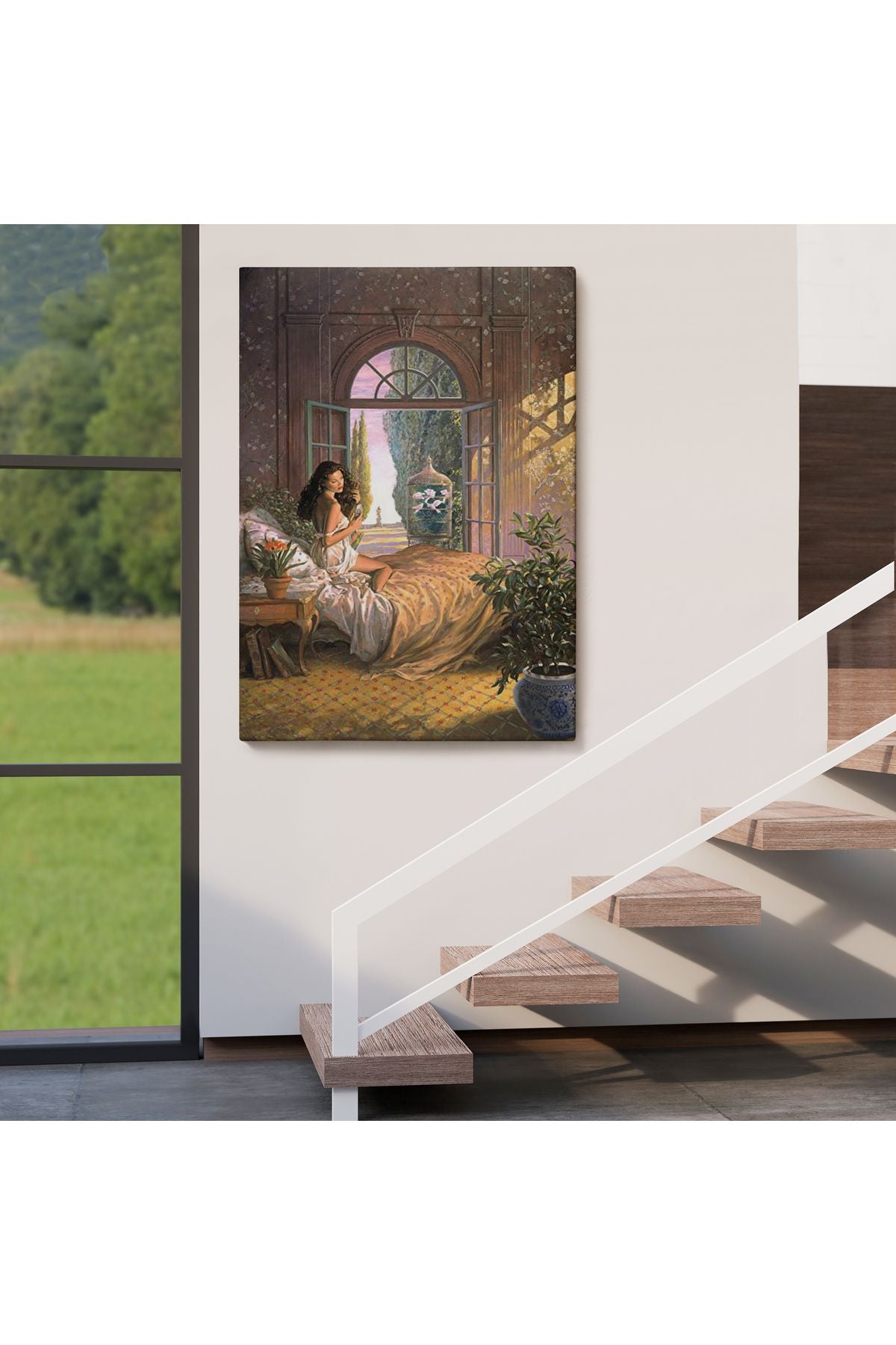 Yataktaki Güzel Kadın Dekoratif Duvar Tablosu-6340