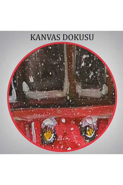 Karlar Arasındaki Kırmızı Tramvay Duvar Tablosu-6003