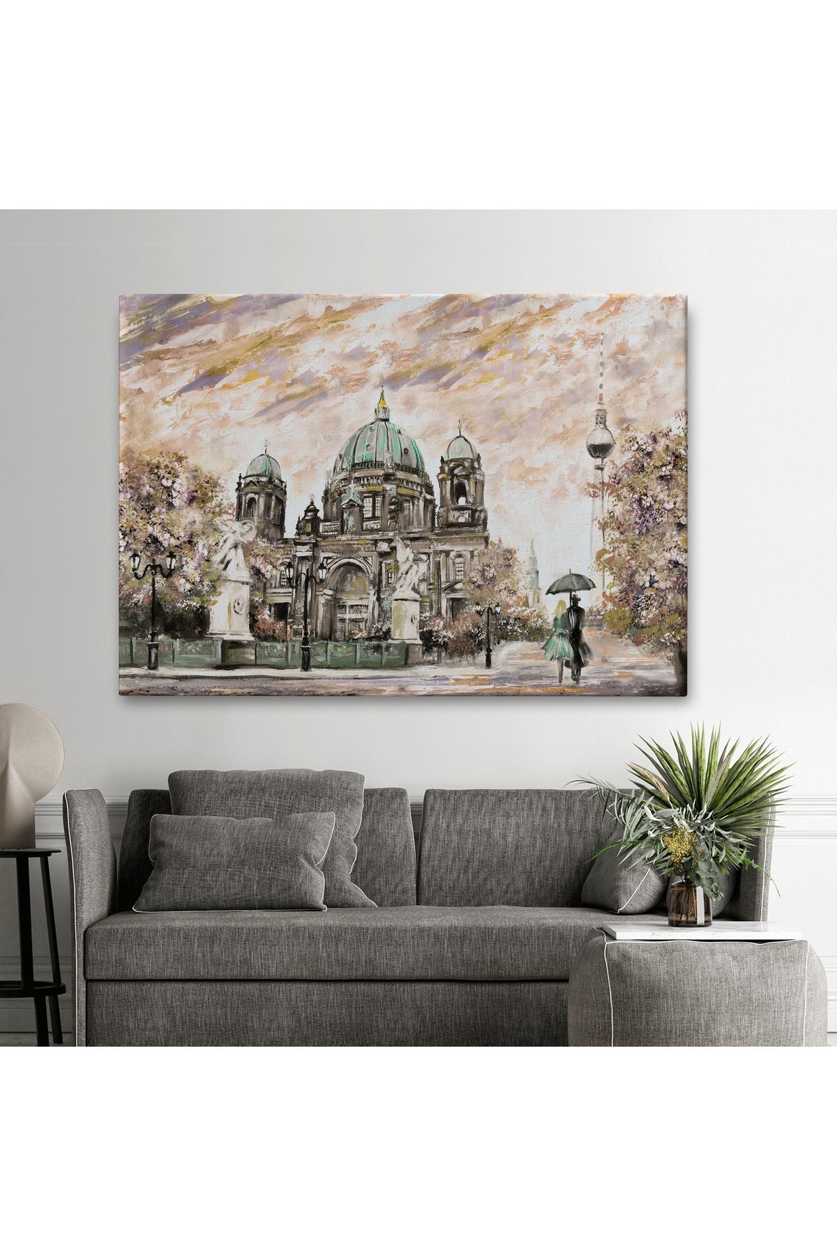 Berlin Sephora Katedrali Yağlıboya Görünüm Dekoratif Kanvas Tablo-3501