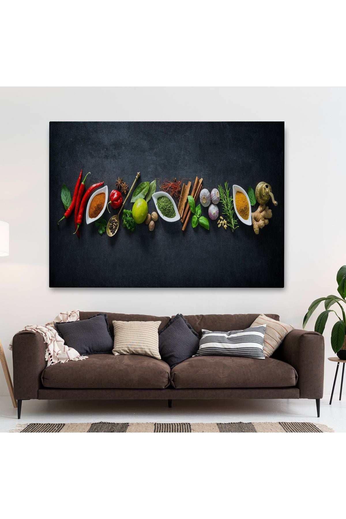 Mutfak Masasın da Baharatlar Dekoratif Kanvas Duvar Tablosu-3538