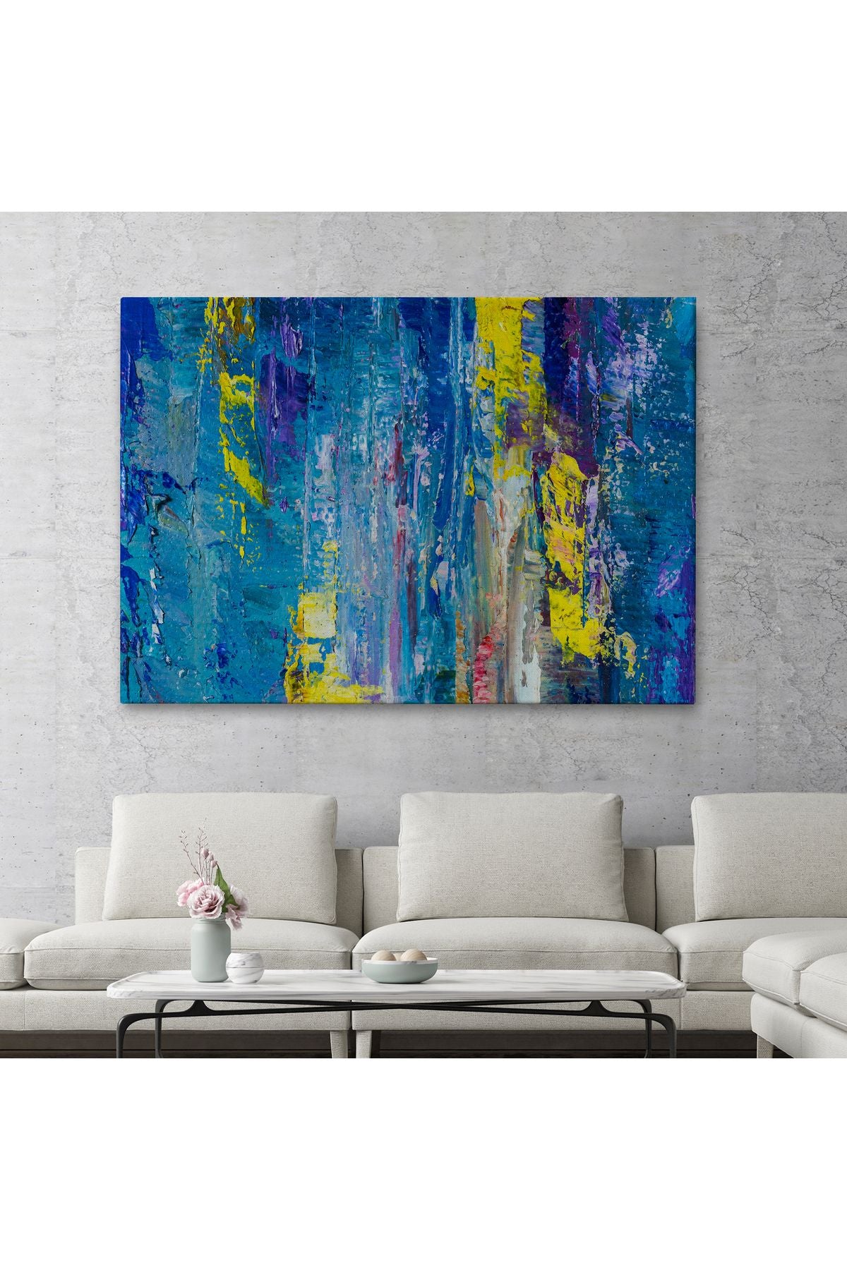 Soyut Yağlıboya Görünüm Dekoratif Kanvas Duvar Tablosu-3717