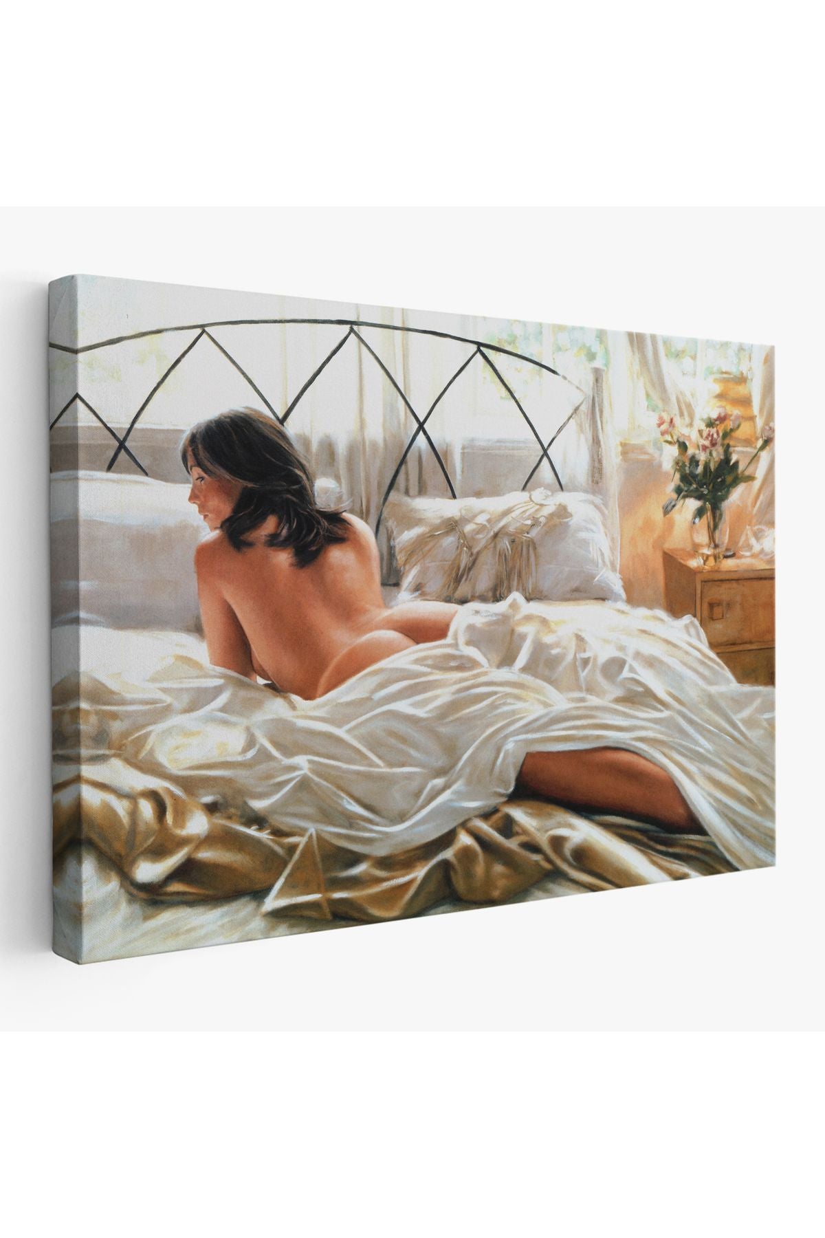 Yataktaki Güzel Kadın Dekoratif Duvar Tablosu-6607