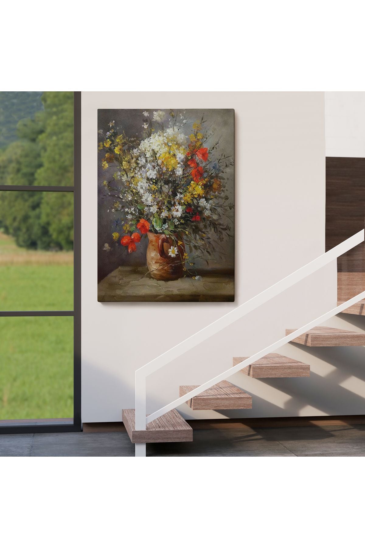 Vazodaki Renkli Çiçekler Duvar Tablosu-6119