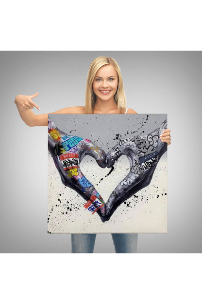 Graffiti Kalp Burcu Eller, Banksy Posteri, Kanvas Tablo, Pop Art-5343