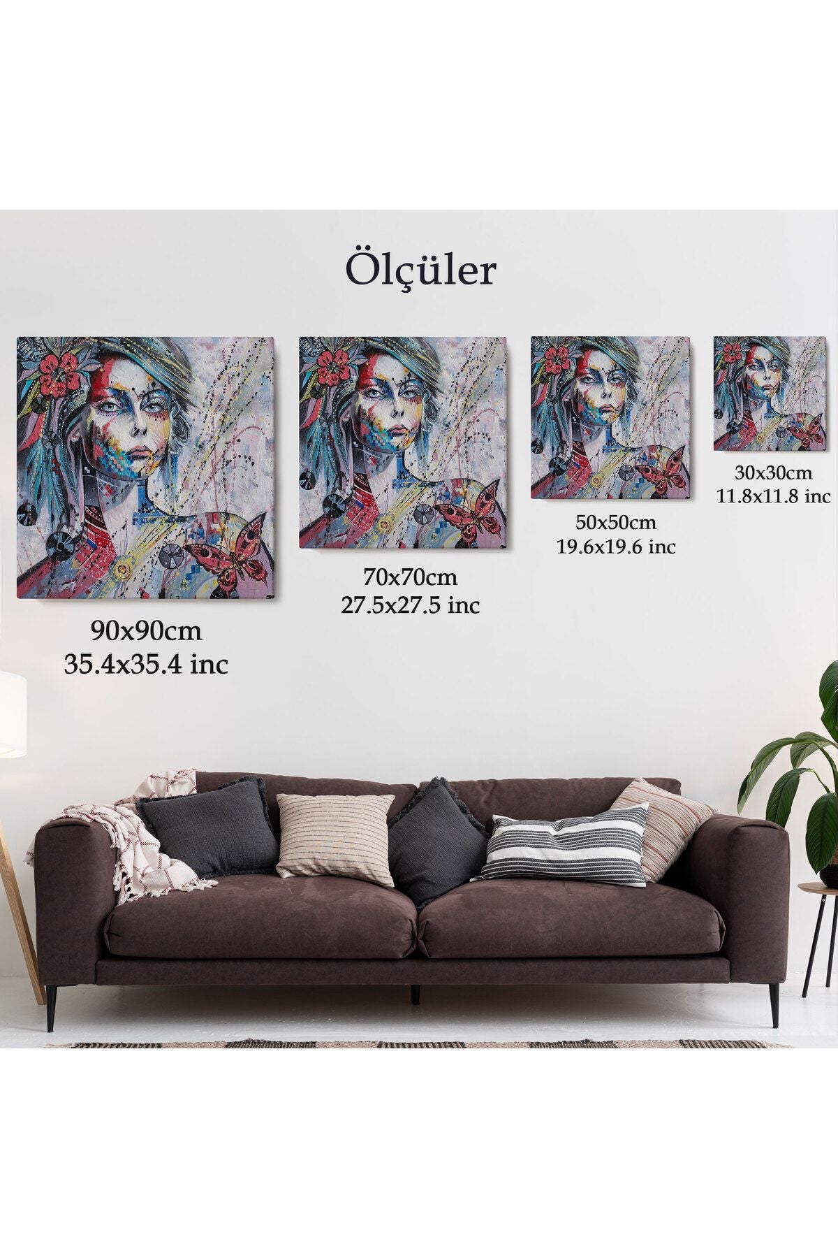 Çağdaş Tarz Kız Portresi Yağlıboya Görünüm Dekoratif Kanvas Duvar Tablosu-5829