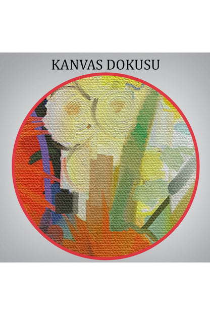 Soyut Çiçekler Yağlıboya Görünüm Dekoratif Kanvas Duvar Tablosu-5826
