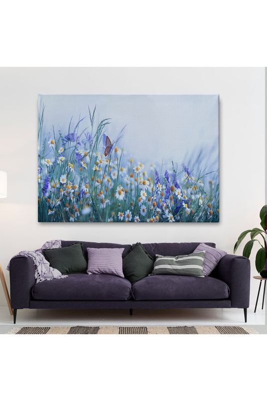 Özel Tasarım, Dekortif  BaskıKır Çiçekleri Ve Papatyalar Dekoratif Kanvas Tablo-3653