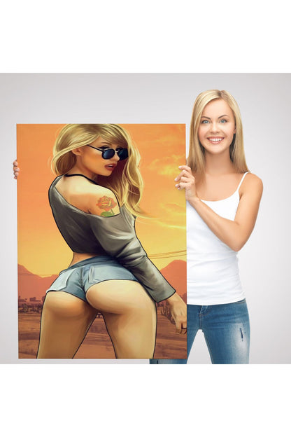 Sarışın Sexi Kadın Duvar Tablosu-6306