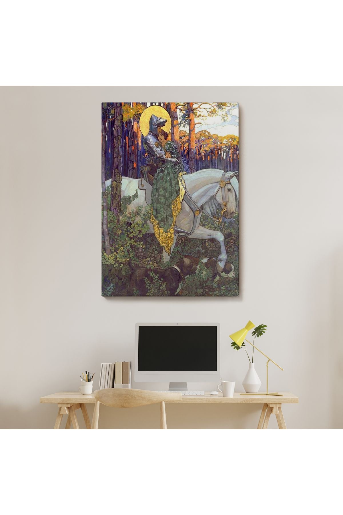 Beyaz At Üzerindeki Prenses ve Prens Tablosu-6268