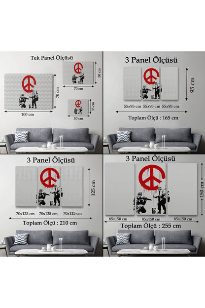 Bansky, Barış İşareti Yapan Askerler Kanvas Tablosu-5109