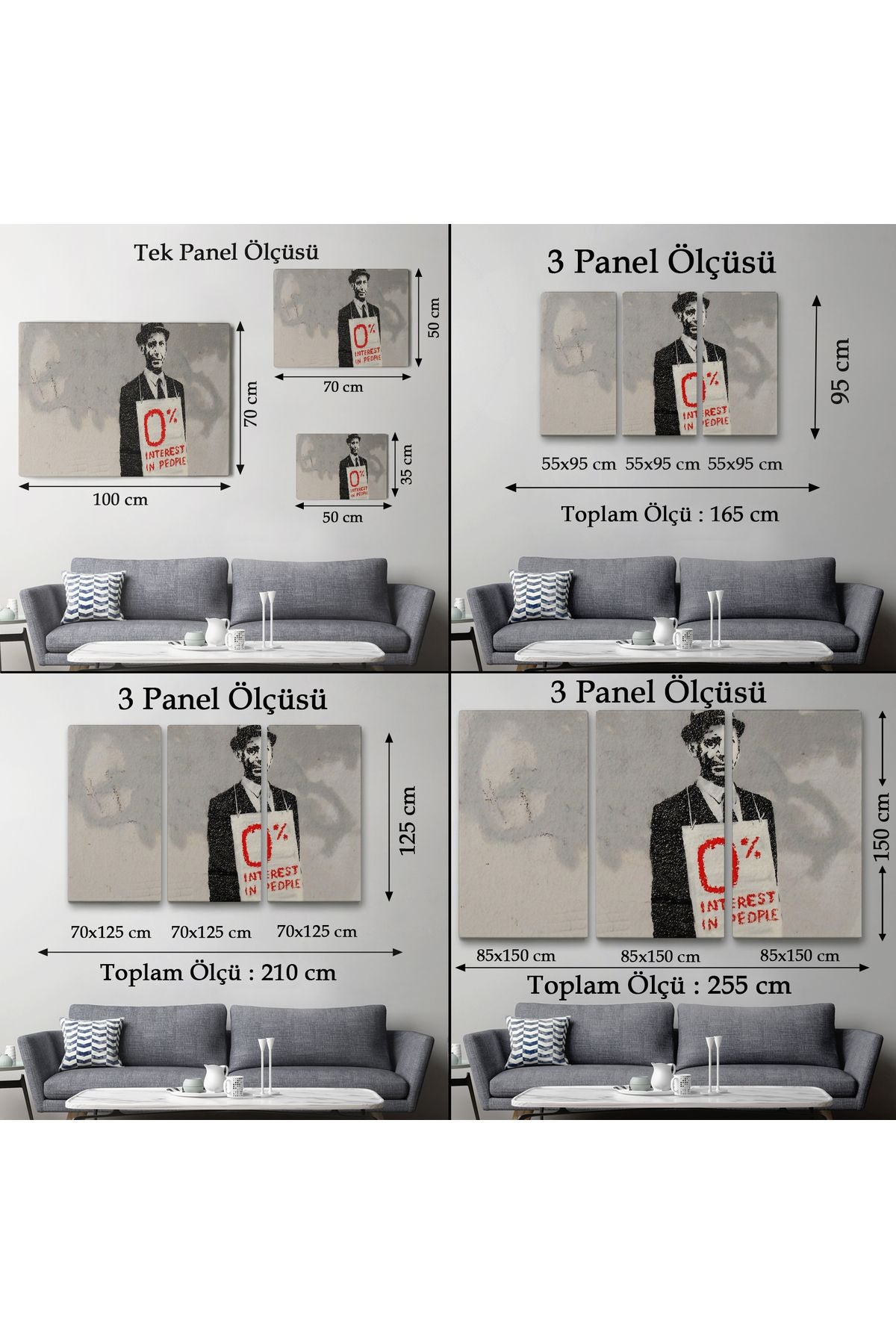 Banksy % 0 Faiz Oranı İsimli Çalışması Kanvas Tablo / % 0 Interest In People-5110