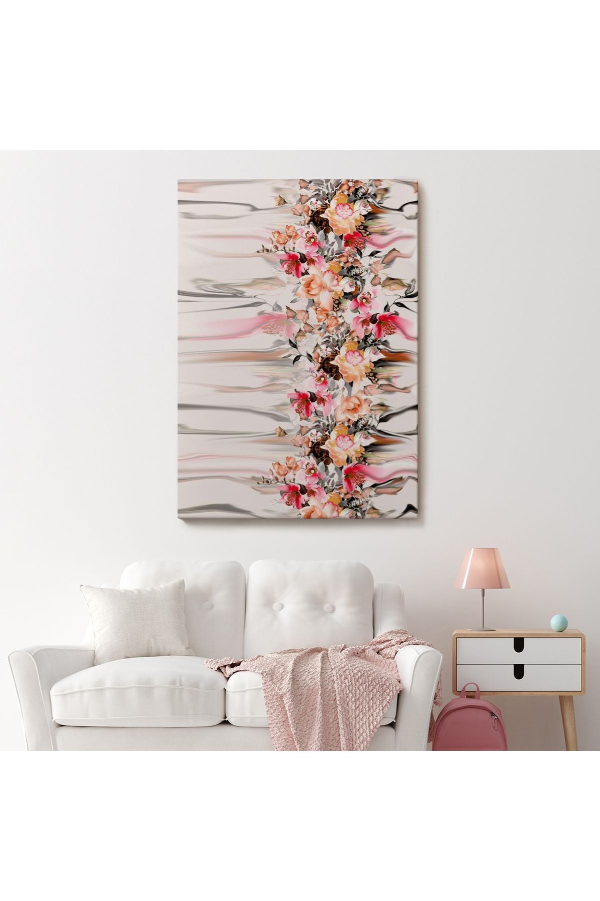 Renkli Çiçek Desenli Dekoratif Duvar Tablosu-6282