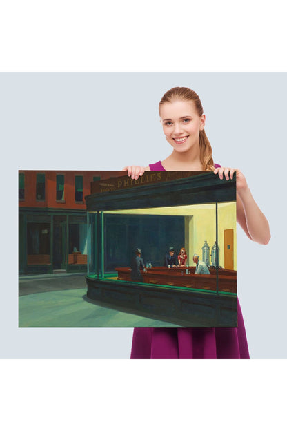 Edward Hopper'un Gecekuşları Eseri Kanvas Tablo-5158