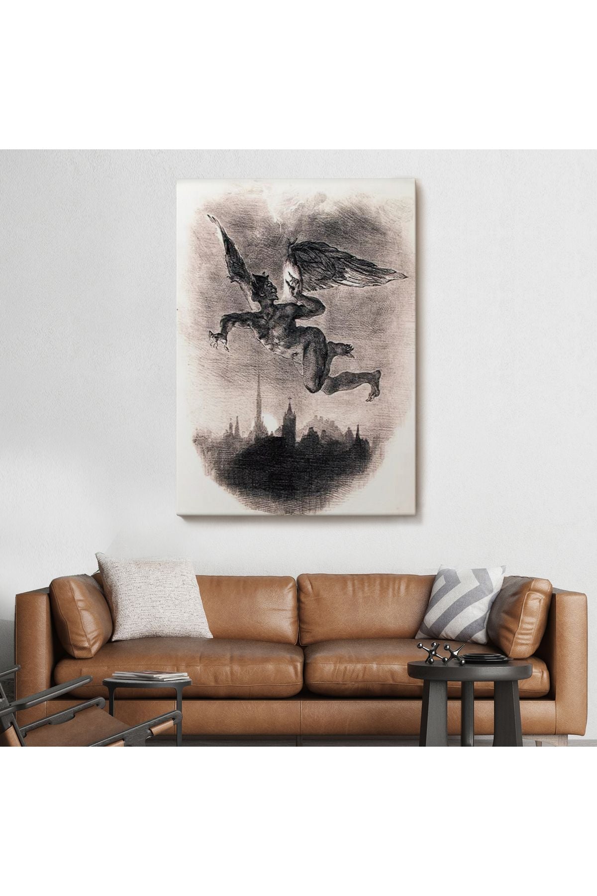 Goethe'nin Faust'undan Mephistopheles'in Gökyüzündeki Önsözü Kanvas Tablo-5301