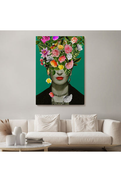 Çiçek Başlı Ünlü Ressam Portresi Kanvas Tablo-5131