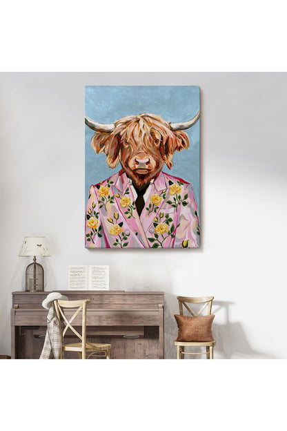 HG Pembe Ceketli Boğa Duvar Tablosu-6350