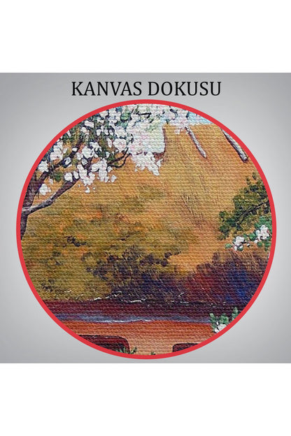 İlkbahar Köy Evi Yağlıboya Görünüm Dekoratif Kanvas Duvar Tablosu-3514