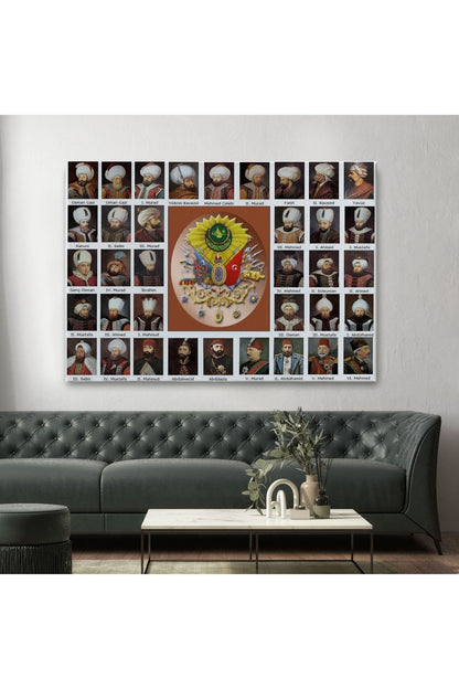 KY Özel Osmanlı Padişahlarının Tümü Dekoratif Duvar Tablosu-6549