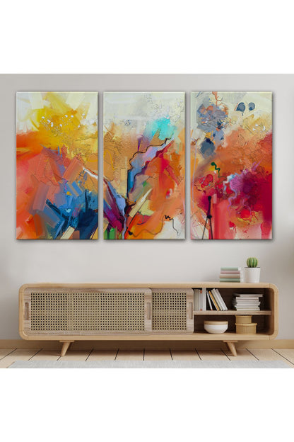Fırça Darbeli Soyut Yağlıboya Görünüm Dekoratif Kanvas Duvar Tablosu-3582