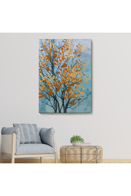 Turuncu Yapraklar Soyut Dekoratif Kanvas Tbalo-5177
