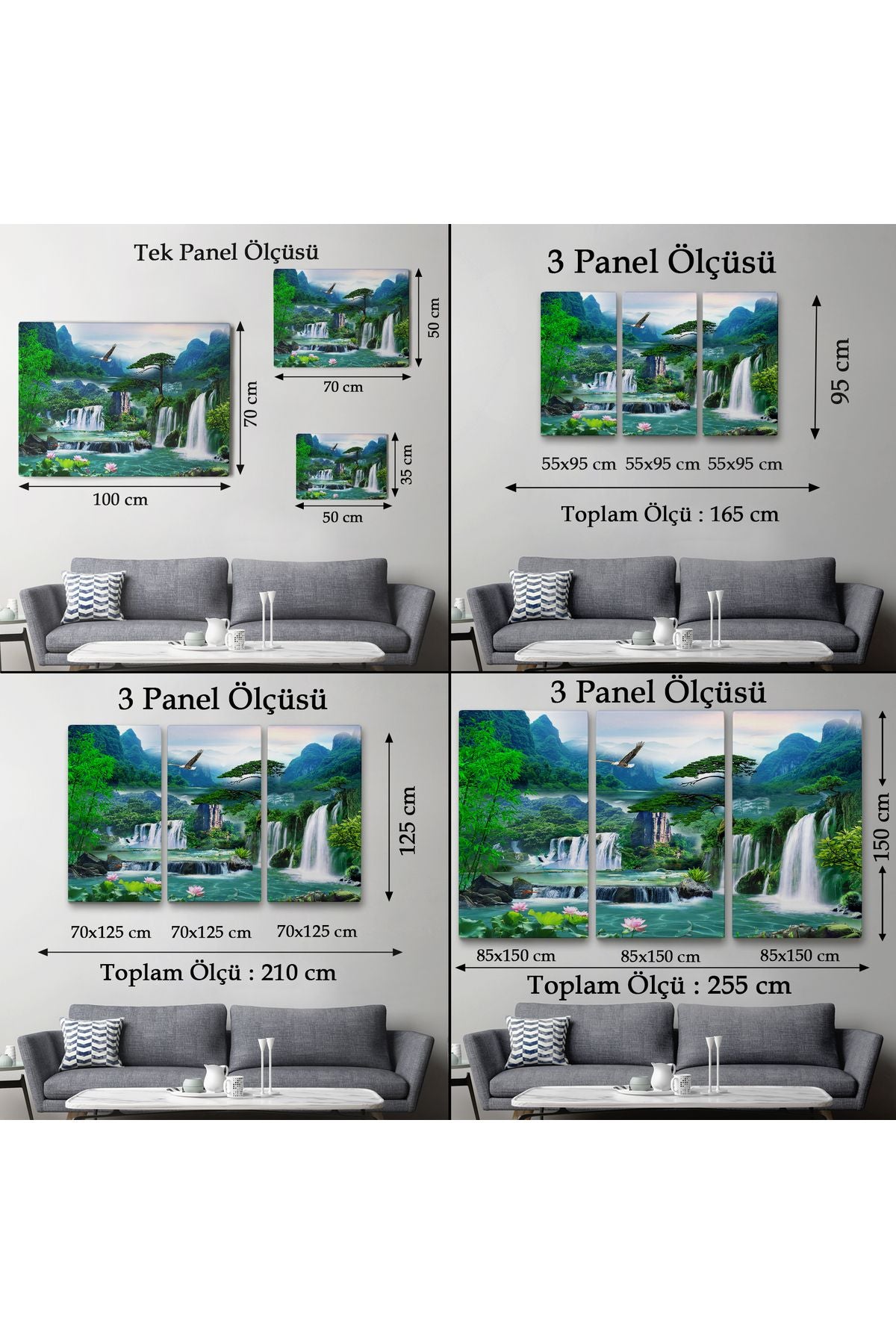 Şelale Manzaralı Dekoratif Kanvas Duvar Tablosu-3676