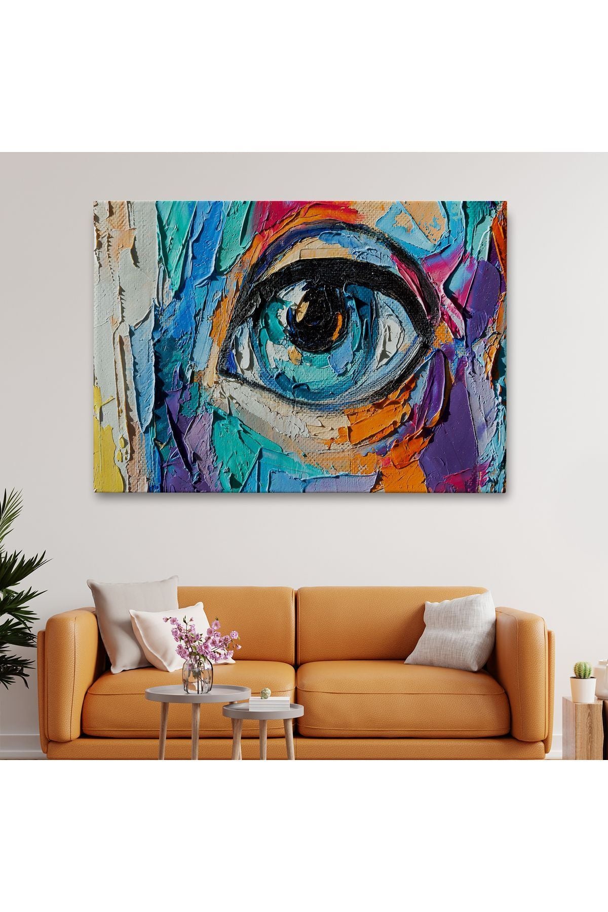 Kanvas Tablo, Duvar Dekoru, Yağlıboya Görünüm Renkli Kadın Gözü 3731 BUNGKNV