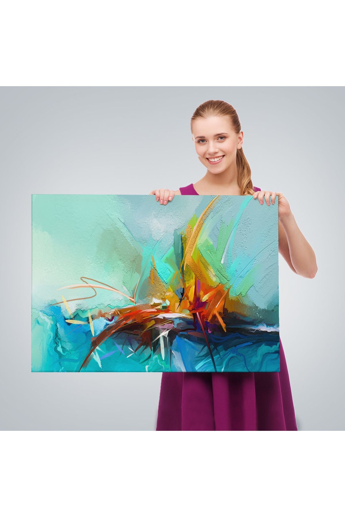 Çağdaş Sanat Soyut Yağlıboya Görünüm Dekoratif Tablo-3614