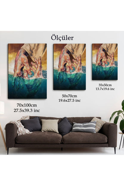 İsa'nın Yardımı Hrıstiyan Hediyesi Dekoratif Duvar Tablosu-6116