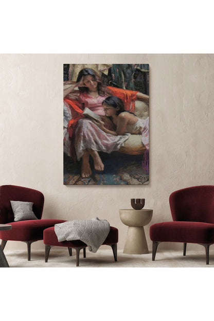 Anne ve Kızı Ortaçağ Tablosu-6040