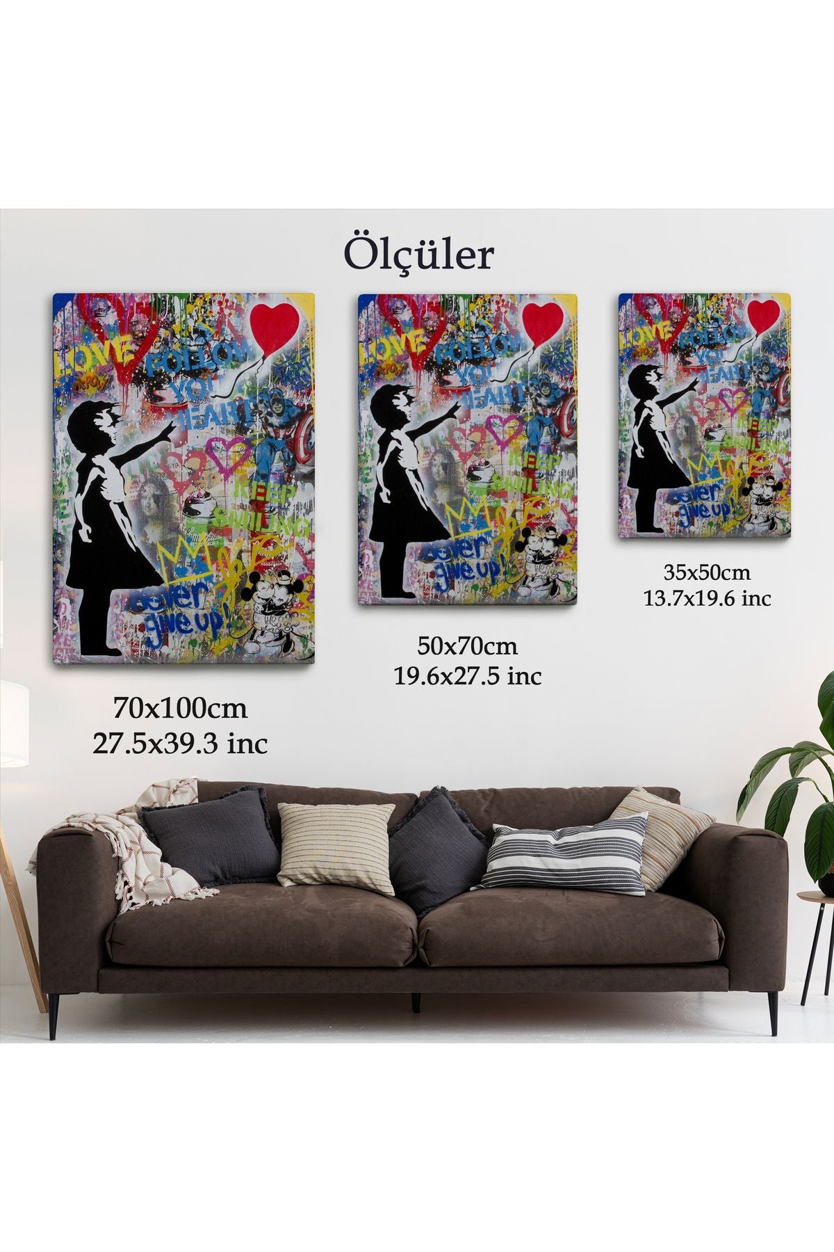 Renkli Balon Kız Sanatı, Banksy Kanvas Tablo-5317