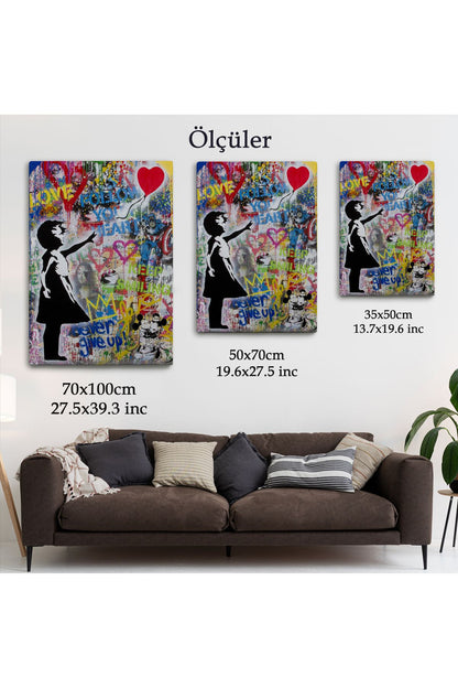 Renkli Balon Kız Sanatı, Banksy Kanvas Tablo-5317