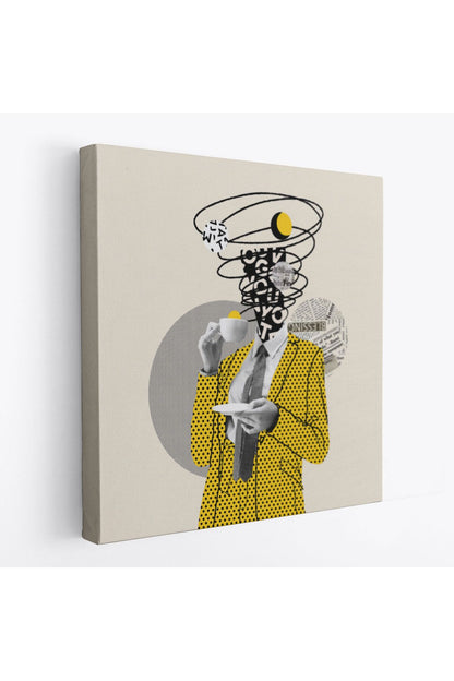 Kahve İçen Çizgi Roman Kahramanı Pop Art Tablo-5801