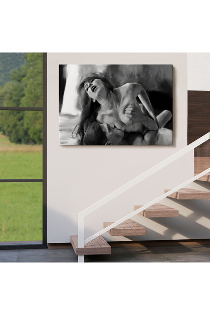 Aşk Çifti Dekoratif Siyah-Beyaz Duvar Tablosu-6586