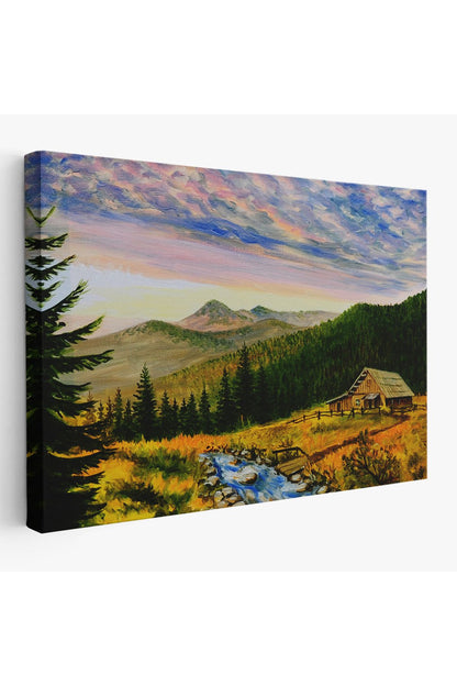 Ukrayna Köy Evi Manzarasİ Dekoratf Duvar Tablosu-3481