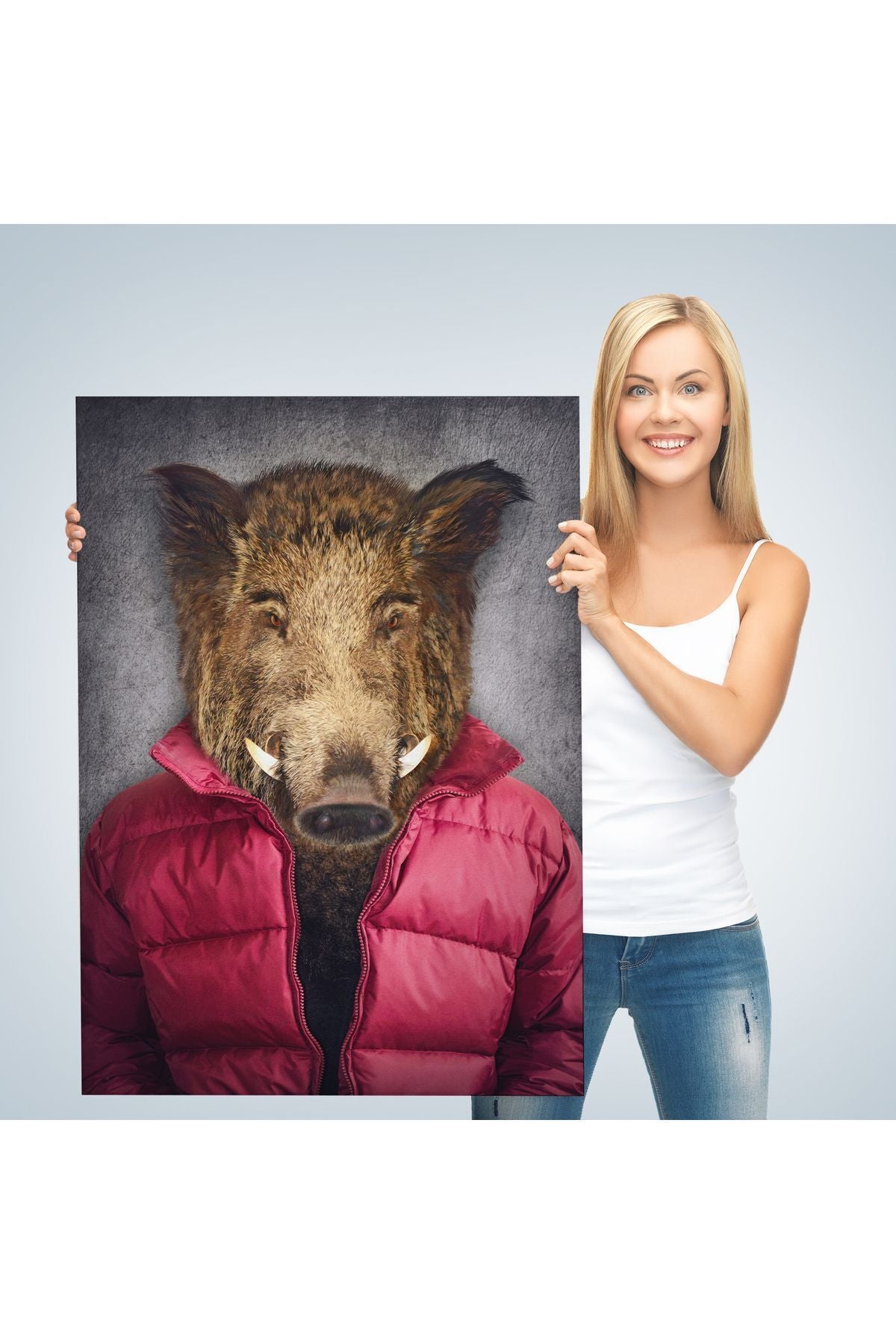 arg001 seri Domuz Kafalı İnsan Kanvas Tablo-4987