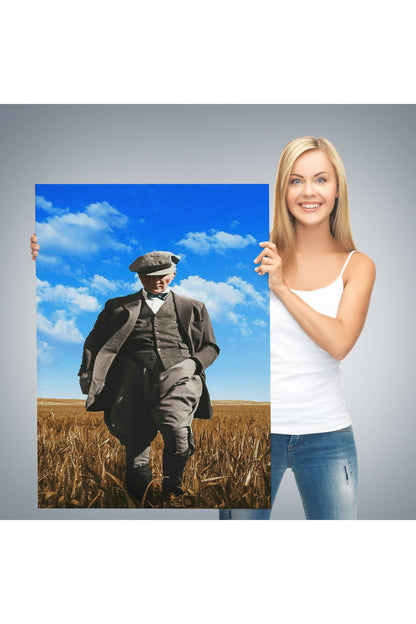 Atatürk Portre Tablosu Mustafa Kemal Atatürk Dikdörtgen Dekoratif Kanvas Tablo-fe-129